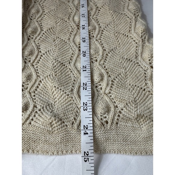 Vintage 70s Ivory Acrylic Crochet Knit Granny Button Up Cardigan Sweater S/M - Picture 8 of 8